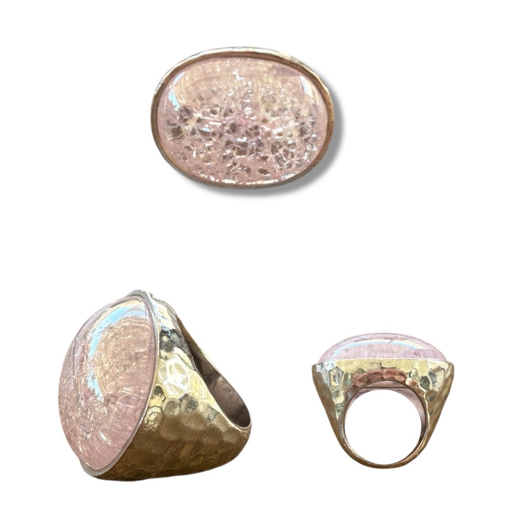 Silver And Pink Stone Statement Ring - image 1